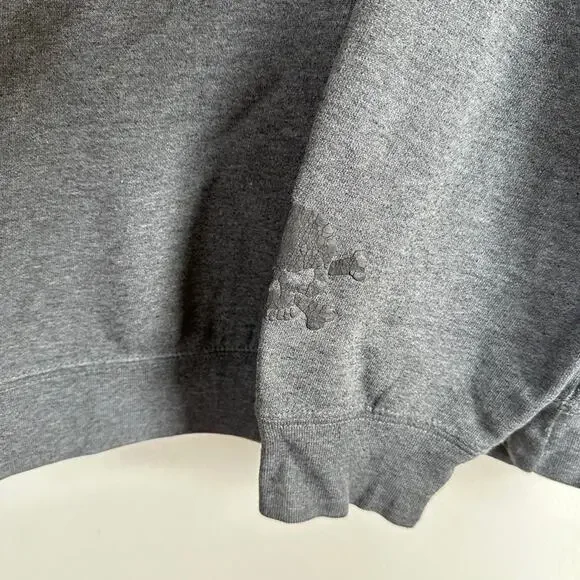 Utility Mens MEDIUM Skull Crossbones Hoodie Vintage Y2K Skater Goth Baggy Grey - Picture 6 of 11